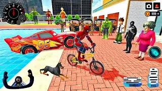 🥰 Spiderman Mc Queen Car 🦚 Thung Thung  Scary Teacher Ben 🔟 🎊 Police Modified Car Showroom 🎉3D 🆕Game