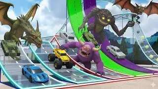 5 SUPER MONSTER IN ON FRAME AND SUPER MONSTER CAR 💥 PARKOR CHALLENGE 
