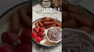 CHURROS with HOT CHOCOLATE| Try this  Homemade Crispy Churros Recipe with Thick Hot Chocolate Dip❤️