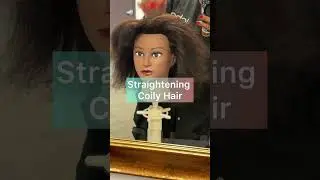 Straightening Coily Hair #beautyschoolvlog