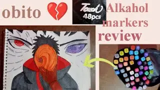 Touch alkahol markers review in Obito 💔 drawing. #video infinite Slayer anime drawing 