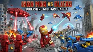 LEGO Iron Man & Military vs Alien Invasion! 🦸&zwj;♂️ Superhero Battle! 👽