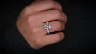 3 Carat Oval Hidden Halo French Pave Engagement Ring