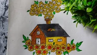 Let's draw flower house 🏠🌸🌿✏️#art  #drawing #howtodraw 