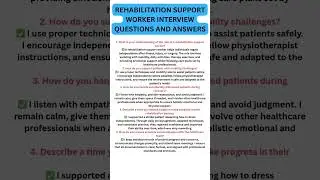 Rehabilitation Support worker interview questions and answers (pass your interview) #interview #job