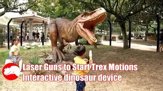 Use Laser Guns to Start Animatronic #Trex Motions, Interactive Dinosaur Devices