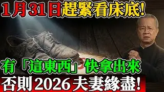 1月31日趕緊看床底！如果有「這東西」快拿出來，否則2026夫妻緣盡！#曾仕強 #臥室風水 #床底禁忌 #夫妻感情 #2026運勢 #舊鞋子 #斷捨離 #易經智慧 #家庭和睦