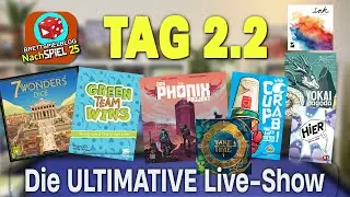 NachSPIEL 25 | Tag 2 | 7 Wonders Dice, Das Ph&ouml;nix Project, Green Team Wins, Ink, Yokai Pagoda, HIER