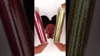 ⏪ Reverse Play 💛❤️ Peekaboo Girl Glitter Afro Hairstyle ✨ #glitter #girl #kids #art #color #easy
