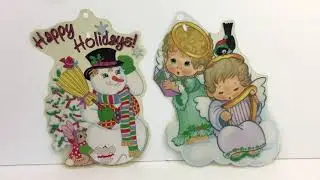Vtg Impact Plastics Color Clings Happy Holidays Snowman Angels Christmas Winter