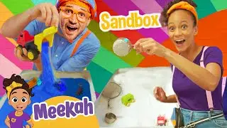 Blippi & Meekah Play with Bulldozers and Trucks in the Sandbox!