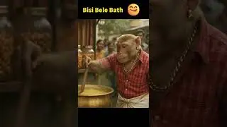 Funny Monkey Cooking Bisi Bele Bath in South Indian Street Food Stall