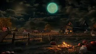 🎃 Cozy Halloween Farm Night | Haunted Pumpkin Patch Ambience ASMR