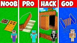 Minecraft Battle: NOOB vs PRO vs HACKER vs GOD! SECRET UNDERGROUND BASE BUILD CHALLENGE in Minecraft