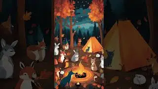 Cozy Autumn Evening ⛺️🧡 #woodlandanimals #fall #autumn #cozyfall #autumncolors #ai