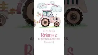 Pink Farm Tractor Animated Mobile Video Invitation