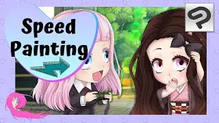 Chika x Nezuko Chibi Fanart || Speed Paint