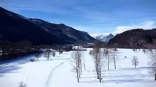 Sci di fondo in Valle Stura ~ Piemonte, Italy ~ 4K Aerial drone