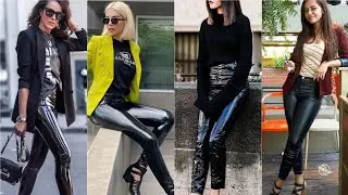 classy and gorgeous leather shiny pants//impressive lagging outfit ideas