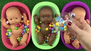 5 Minutes Satisfying Video | Mixing Funny Candy ASMR & Make Up in 3 Bathtubs with Magic M&M's Slime
