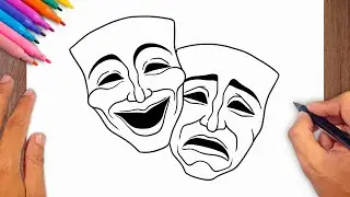 How to draw Comedy Tragedy Mask - Comedy Tragedy Mask Drawing Ideas
