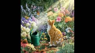 &ldquo;Cute Gardener Cat Watering Flowers 🌼 | Relaxing Garden Vibes with Butterflies