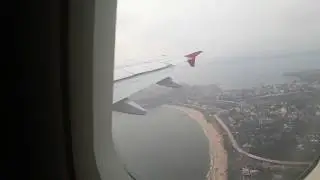 Flight take off from Goa airport,India.excellent sea view from above