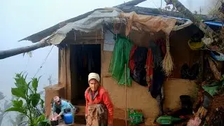 this is himalayan nepali village life | organic food cooking in countryside | winter rainy day time
