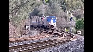 AMTRAK WB California Zephyr of Jan 20th with 2 excursion cars trailing crosses Newcastle CA
