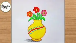 How to Draw Flower Pot || Flower Pot Drawing || Easy Drawing || Drawing Shop