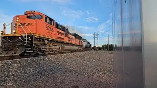 BNSF 8765 Leads Empty Coal Train with MRL 4305 2nd Out! Elephant Style!! 🐘🐘