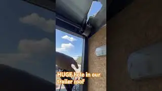 We put a huge hole in our trailer roof #broken #enclosedtrailer #lawncarebusiness #businessowner