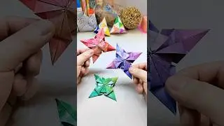 Super cute four-pointed star dart origami #Origami tutorial #handwork #papercraft #diy