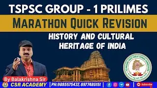 TSPSC GROUP - 1 PRILIMES Marathon Quick Revision  By bala krishan sir// CSR Academy //