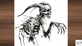 How to Draw a Dark Grim Reaper Demon | Horror Skull Ink Drawing Tutorial