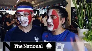 Soccer fans in Canada celebrate France's World Cup win