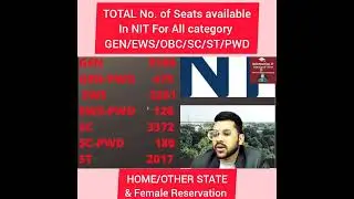 JOSAA 2024 total number of seats in nit for all category | All Branch total seats #seats #short #nit