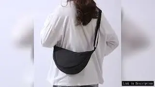 Solid Color Women's Portable Shoulder Bag Simple Female Nylon Cloth Padded Crossbody Bags Travel Pur