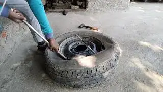 How Big car tyre open by hand 