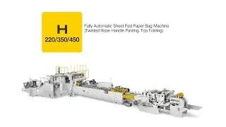 350A Automatic Sheet-Fed Block Bottom Handle Shopping Paper Bag Making Package Machine