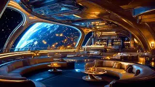 Futuristic Golden Starship 🚀Blue & Gold Space Ambience for Deep Focus, Meditation & Sleep | 4K