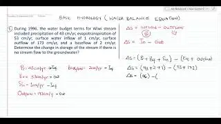 Water Balance Equation Question