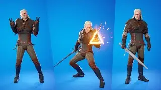 Geralt of Rivia Skin Showcase with Emotes and Dances | Witcher X fortnite