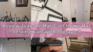 Review Joaxswe Bar Cart,Home Bar Serving Cart with Storage Shelves, 2 Tier Rolling Beverage Cart wit