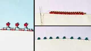 3 different designs of Making the boarder with beads on a dupatta #video #fyp   #satisfying #beads