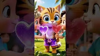 Adorable Tiger Loves Purple Ice Cream