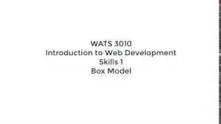 Skills 1 Box Model