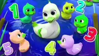 Five Little Ducks 🦆 1-Minute Loop Nursery Rhyme With Lyrics | Counting Songs Babies Cute 3D Animated