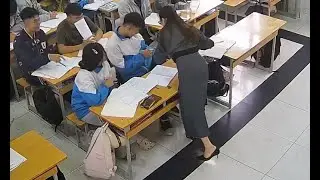 The teacher shoeplay queen in black heels stand up dipping shoeplay