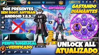 (ENVIE PRESENTES 🎁 ) COMO COLOCAR UNLOCK ALL NO FREE FIRE, ENTRANDO NA PARTIDA | LIBERS SKINS GRÁTIS
